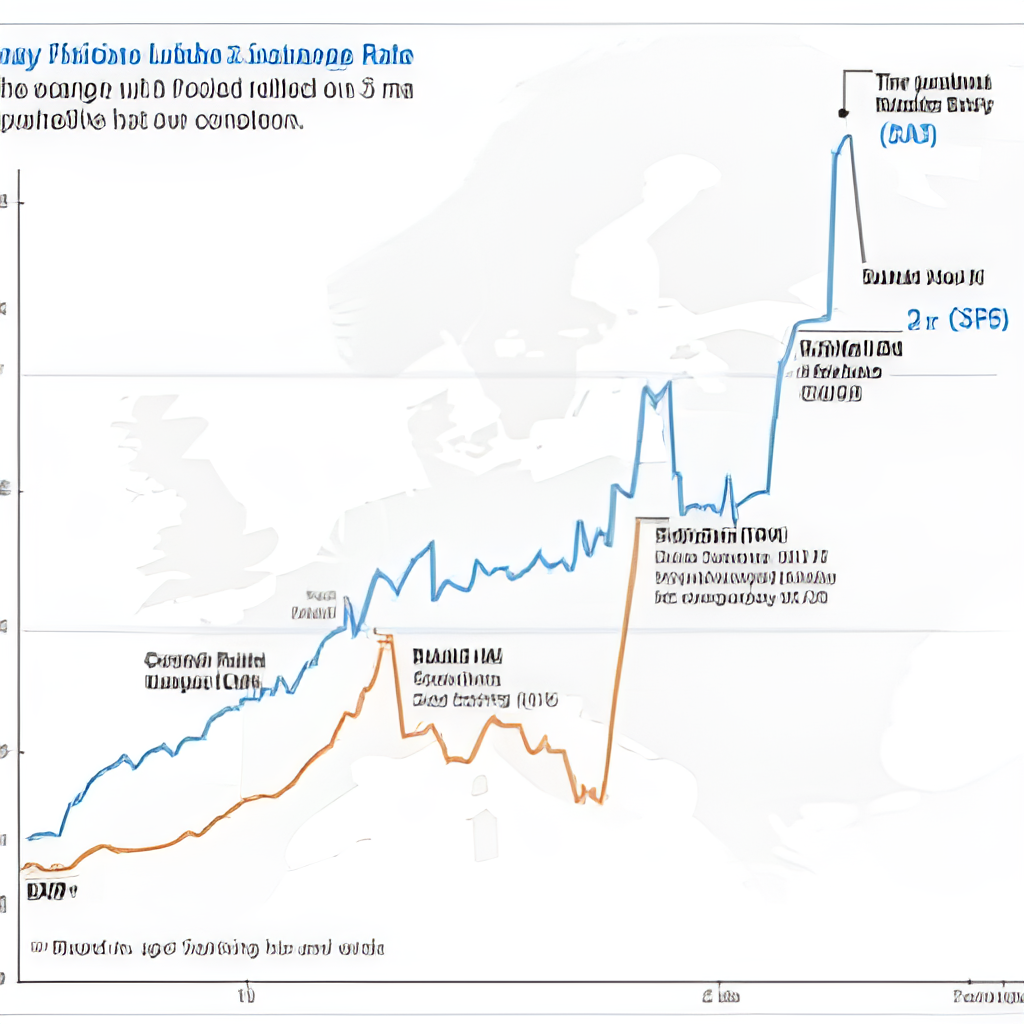 A graph illustrating the fluctuation of the Russian ruble exchange rate against major currencies (like USD or EUR) over the past few years, with a focus on periods of significant volatility and stabilization efforts by the central bank.