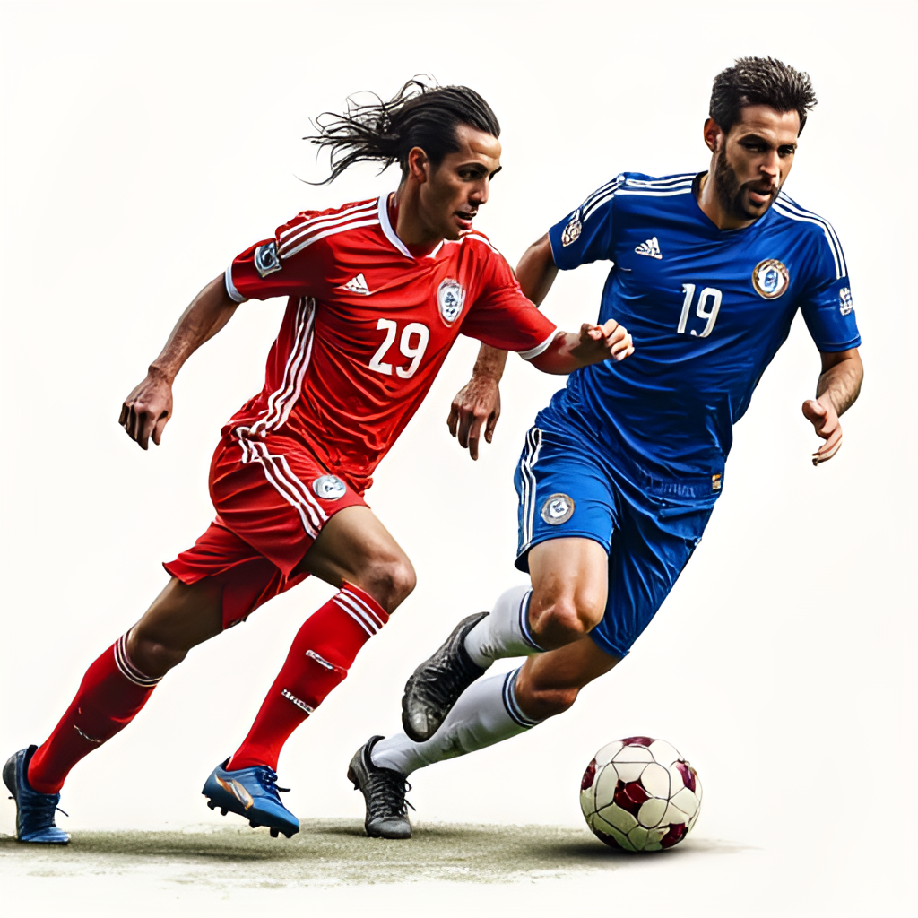A dynamic illustration or photo composite showing key players from both Flamengo and Chelsea in action, perhaps dribbling, passing, or shooting, highlighting the individual talent and skill that could be on display in a match between these two top clubs.